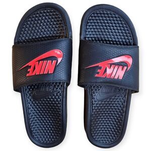 Nike Black Red Slides Womens 10